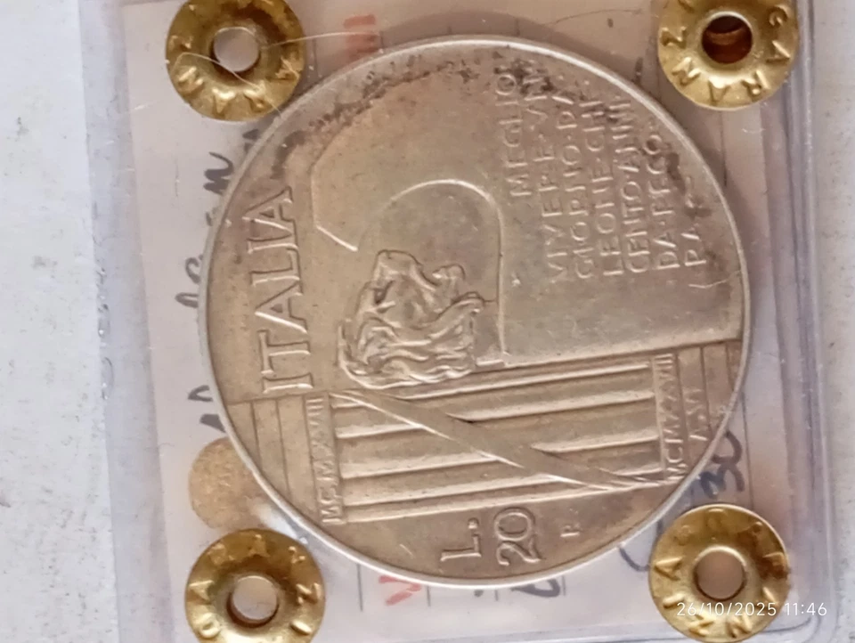 20 Lire Elmetto NC 1928 Non Comuni Periziata Bb - Immagine 2 di 4