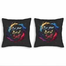 Set of 2 18x18in Throw Pillow Covers with Colorful Circular Splash Design 