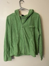 gap Youth Girls Size XL full zip hooded fleece green sweater long sleeve