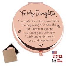 Daughter Wedding Day Gift from Mom Dad Rose Gold Compact Mirror Daughter Bride