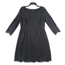 Ann Taylor LOFT Goth Lace Whitchy 3/4 Sleeve Fit Flare Scalloped Hem Size 8