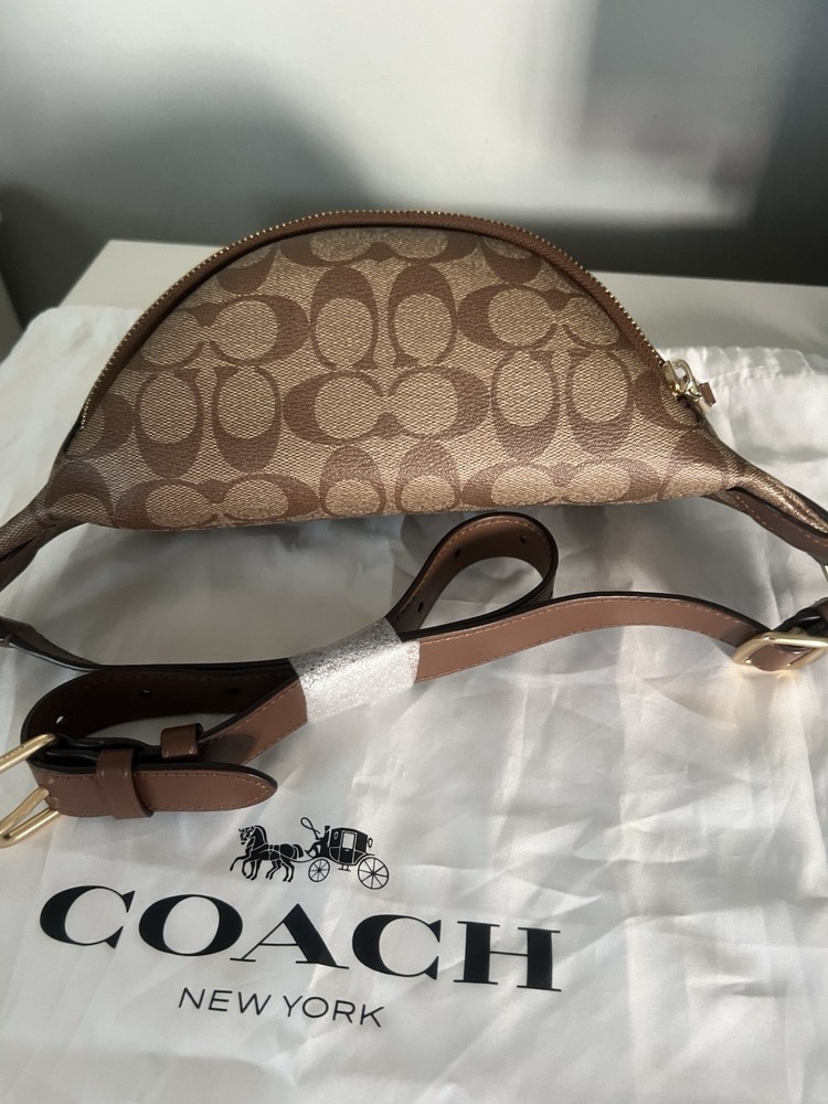 Coach Signature Leather Belt Bag with Adjustable Strap