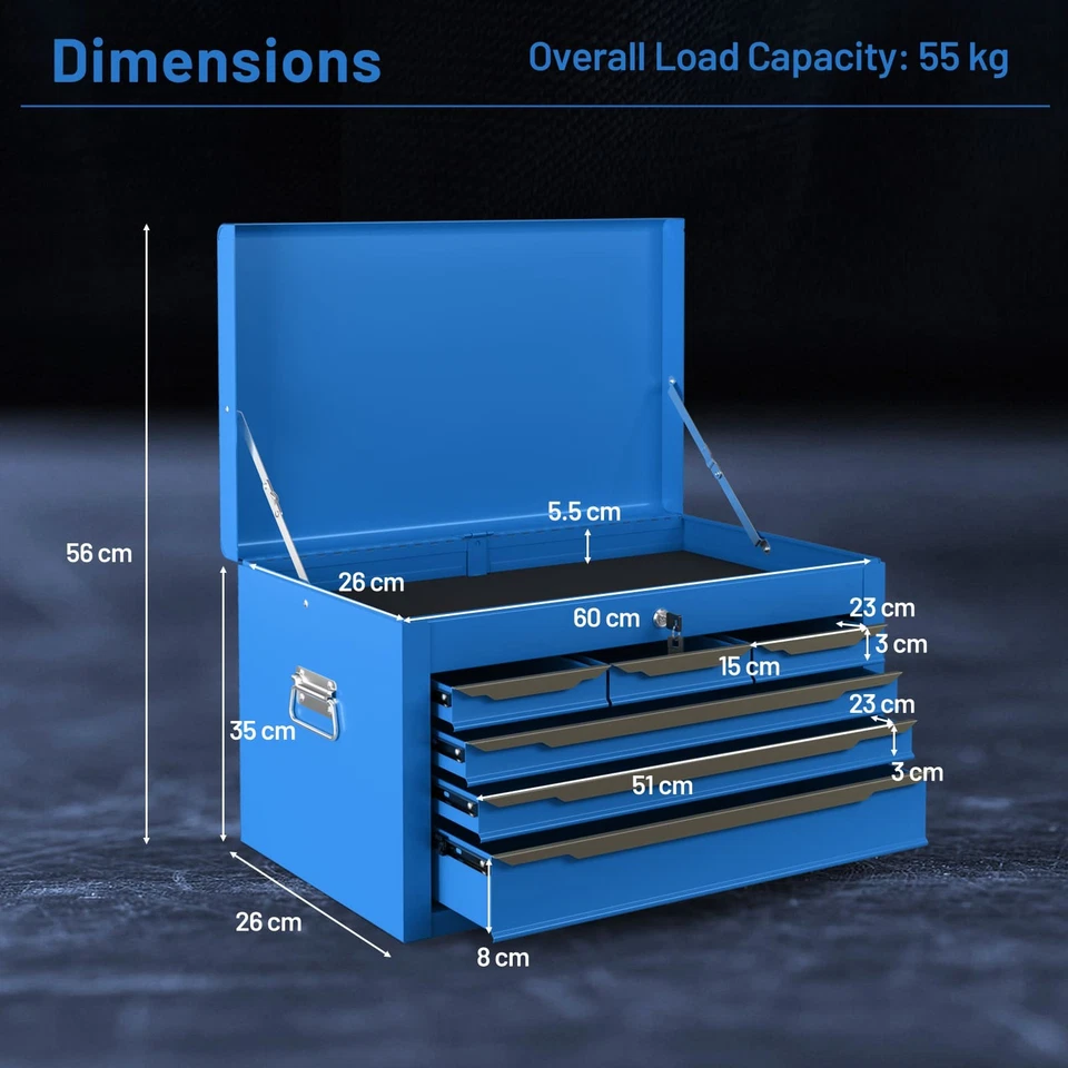 Costway Steel Tool Box Tool Chest Case with 6 Drawers & Top Storage-Blue - Image 2 of 4