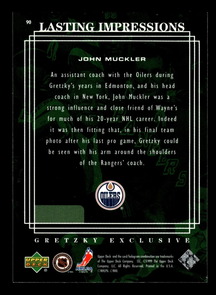 1999 Upper Deck Gretzky Exclusives John Muckler #90 Edmonton Oilers - Image 2 of 2