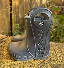 Crocs Handle It Rain Boot Kids Navy Blue Waterproof Wellies UK 6 Pull-On
