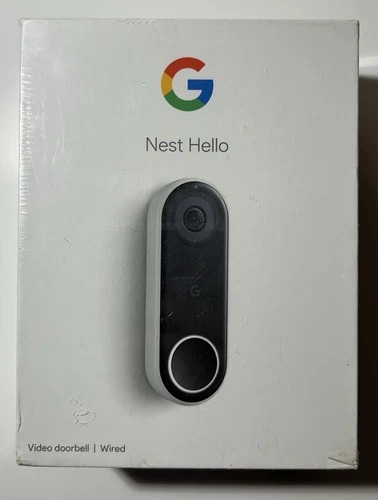 Google Nest Hello Black/White Wired Smart Video Doorbell A0077 - NEW SEALED