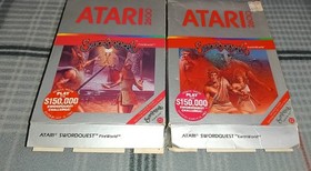 Atari 2600 Swordquest EarthWorld & FireWorld 2 Games Lot. CIB Tested Vintage 