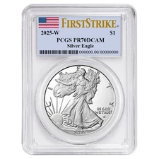2025-W Proof $1 American Silver Eagle PCGS PR70DCAM FS Flag Label