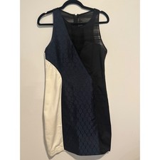 Sachin + Babi Black Navy White Colorblock Sheath Dress Size 8 Cocktail