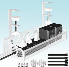 Under Desk Cable Management Tray White, No Drill Desk Cable Management Organizer