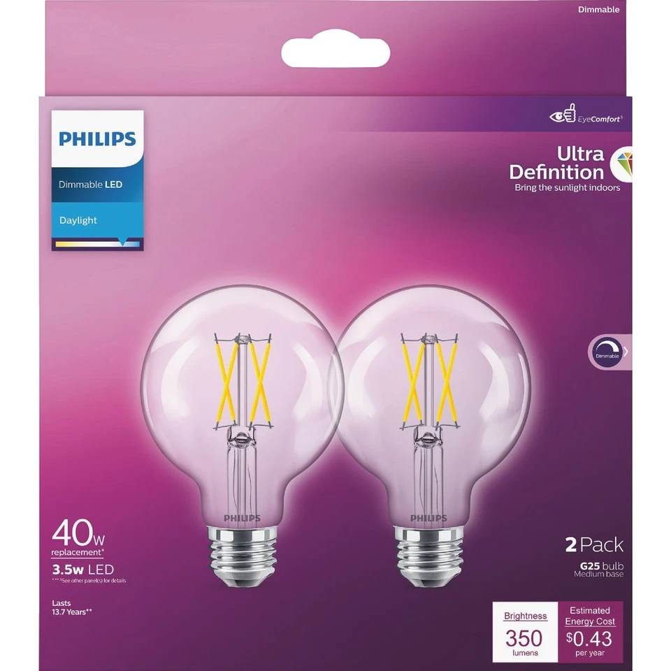 Philips Ultra Definition 40W Equivalent Daylight G25 Medium LED Decorative Light - Image 2 of 4