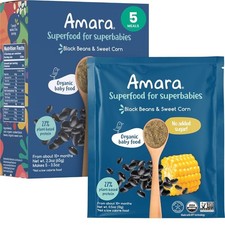 Organic Stage 3 Baby Food Pouches - Black Bean  Sweet Corn Cereal - Mix with