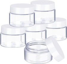 6 Pack 2 oz Plastic Pot Jars Round Clear Leak Proof Plastic Cosmetic Container J