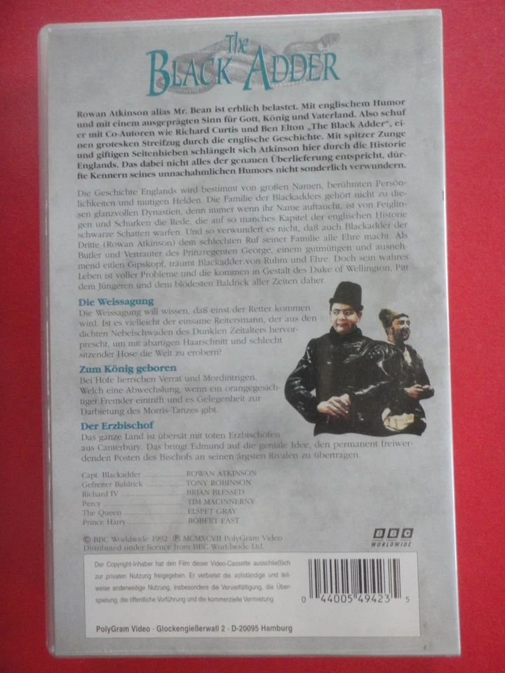 Black Adder, Rowan Atkinson ( Mr. Bean) kompl. Serie 4 VHS, deutsche Sprache - Bild 4 von 4