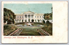 Greetings From Washington DC~White House~Garden Scene~Fountain~c1905 Postcard