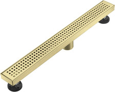 Brushed Gold 28" Linear Shower Drain, Stainless Steel with Hair Catcher