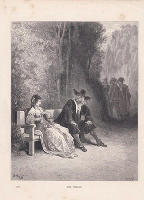 1870 GUSTAVE DORE Print - ''The Maiden'' - Dore Engraving - 8.5 x 12.8 Inches