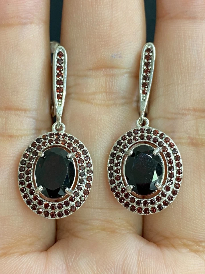 NATUR GRANAT 8X10 GRANAT STERLINGSILBER 925 OHRRING