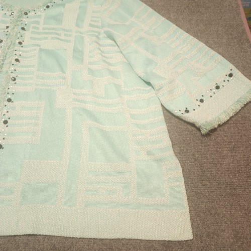 Ming Wang Sweater Womens 3X Mint Green Open Front Cardigan Jacket Half Sleeve - Picture 2 of 15