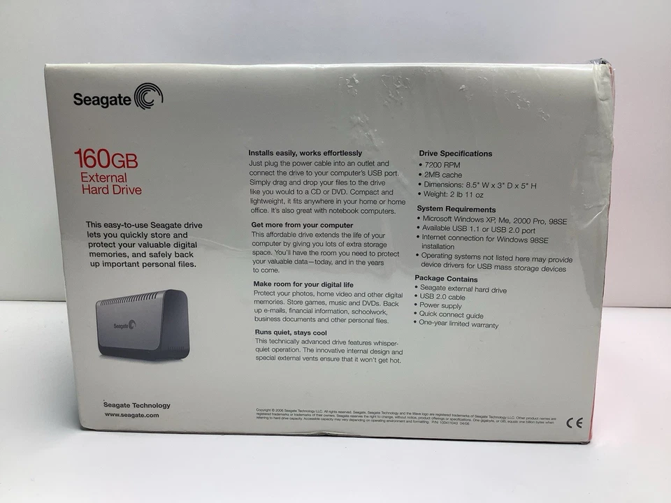 New Sealed Seagate External Hard Drive USB 2.0 160GB 2MB Cache 7200 RPM - Image 3 of 4