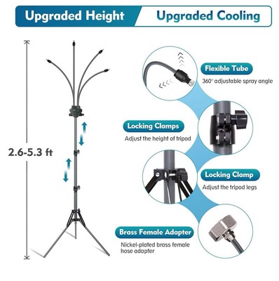 Standing Misters for Outside Patio,Adjustable Height 4.1 FT Stand Misting System