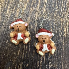 Bearista Style Christmas Bear Earrings Cute Holiday Teddy Bear Dangle Retro