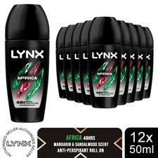 Lynx Africa Anti Perspirant Roll On 48 Hours Anti Sweat Protection 50ml, 12 Pack