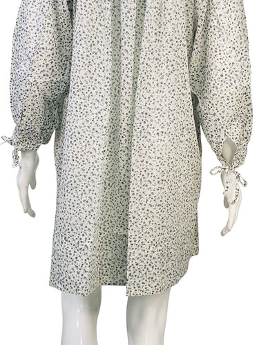 Doen Femmes Boho Imprimé Floral Coton Blanc Plissé Court Mini Robe Taille M - Photo 13 sur 15