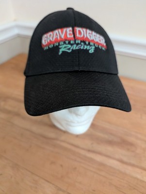 Grave Digger Monster Truck Racing Hat Black Embroidered Logo Monster Jam Cap