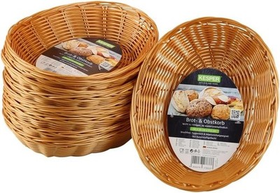 Kesper 17832 | 10er Set Brot- und Obstkorb 21 x 17 x 6 cm Kunststoffgeflecht