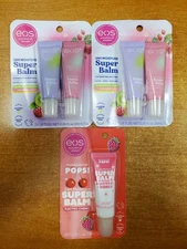 5 Tubes: EOS Super Balm Rasberry/Strawberry/Cherry 0.35 oz. ea. E11C