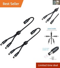 2-Pack 5.5mm x 2.1mm DC Power Splitter Adapter for CCTV  LED Lighting