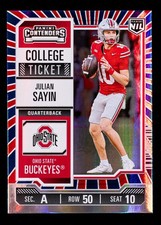 Julian Sayin 2025 Panini Ohio State College Ticket Red, White & Blue
