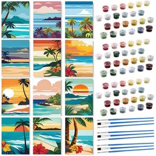 12 Pack Paint by Numbers Kit for Adults Beginners DIY Acrylic Oil Painting Pa...