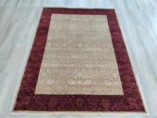 Oriental 6 x 8 Hand Knotted Area Rug Wool Viscose Traditional Allover Gold/Red