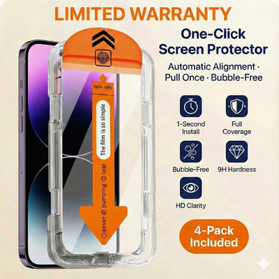 4 PACK iPhone 17 16 Pro Max Glass Screen Protector ECONOMY Easy Install Kit