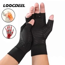 Copper Compression Gloves Anti Arthritis Fingerless Hand Support Pain Relief USA