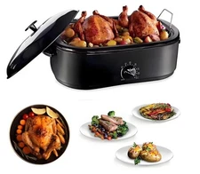 16 Qt Electric Roaster Oven for Turkey, 1450 Watts Roaster Self-Basting Lid