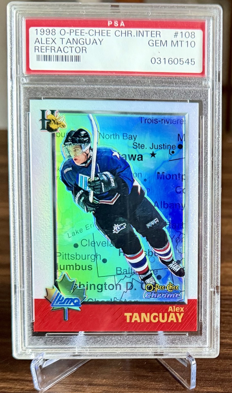 1998 O-Pee-Chee Chrome International Refractor Alex Tanguay Rc PSA 10 Pop 1