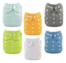 ALVABABY Baby Cloth Diaper 6 Pack with 12 Inserts One Size Cloth Diaper Cover...