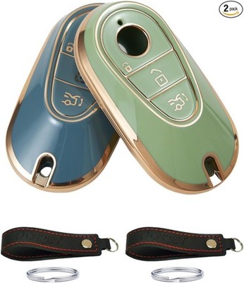 Smart Full Protection Key Fob Cover Case fit for 2020-2024 S- Size: Blue+Green