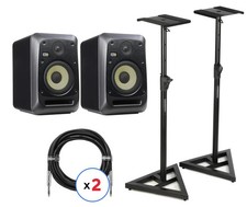 KRK V6 Series Five Powered Studio Monitor Pair with Stands and Cables