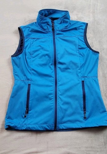 Little Donkey Andy Women's Medium Lightweight Full Zip Vest Blue zipper pockets