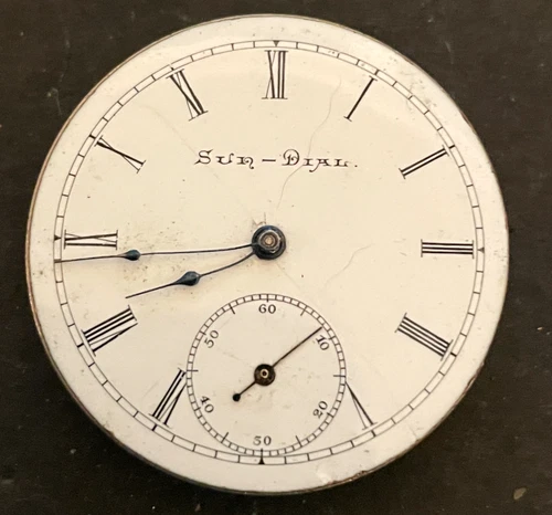Antique 1899 Elgin Sun Dial Grade 177 Pocket Watch Movement Parts/Repair 6s 7j