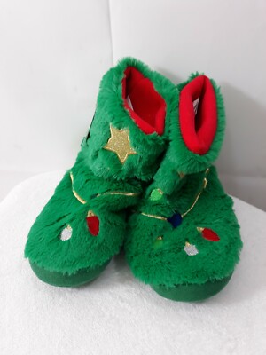 Cat Jack Size M 2/3 Kids' Green Plush Christmas Tree Bootie