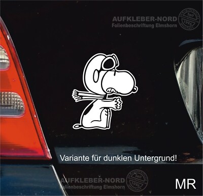 2x Snoopy Baron 10cm B71 Autoaufkleber ML+MR Heck Motorrad Laptop Roller Sticker