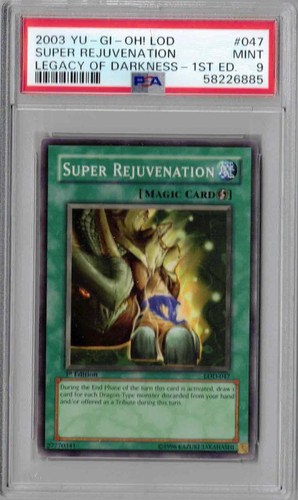 2003 Yu-Gi-Oh 1st. Ed., LOD, #047, Super Rejuvenation. PSA 9, Mint