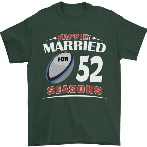 52 Year Wedding Anniversary 52nd Rugby Mens T-Shirt 100% Cotton - Picture 101 of 109