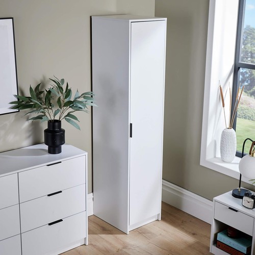 Wardrobe 1 Door Space Saving White Bedroom Home Furniture Clothing Storage Unit - Picture 2 of 8