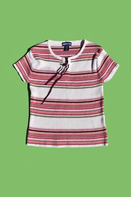 Y2K Early 2000s Striped Ribbed Limited Too Shirt